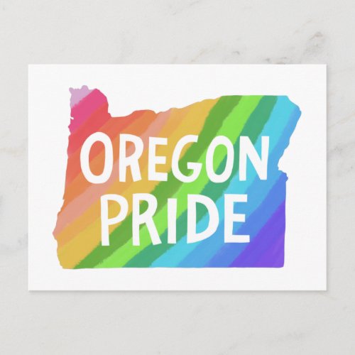 Oregon Illustrated Map PRIDE RAINBOW Postcard