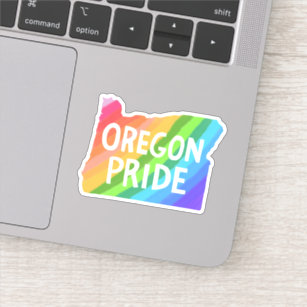 OREGON Illustrated Map Rainbow PRIDE  Sticker