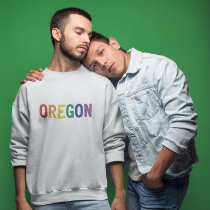 Oregon in Rainbow Colors Embroidered Sweatshirt