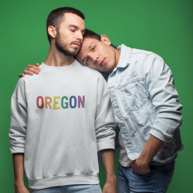 Oregon in Rainbow Colors Embroidered Sweatshirt (Oregon Pride)