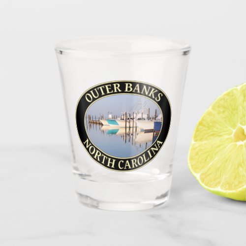 Oregon Inlet Fishing Boats Outer Banks NC Shot Glass