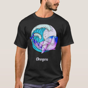 Oregon Japanese Paint Geometric Orca Killer Whale  T-Shirt