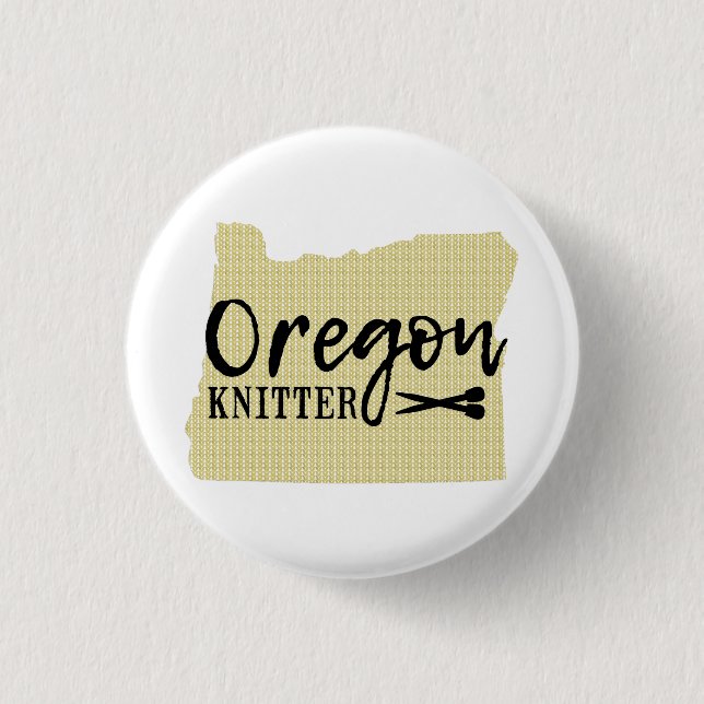 Oregon Knitter Black + Gold Crafts Button (Front)