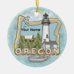 Oregon Lighthouse Ceramic Ornament
