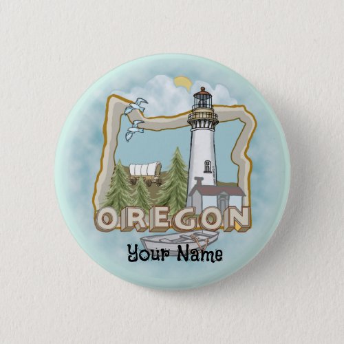 Oregon Lighthouse custom name  Button