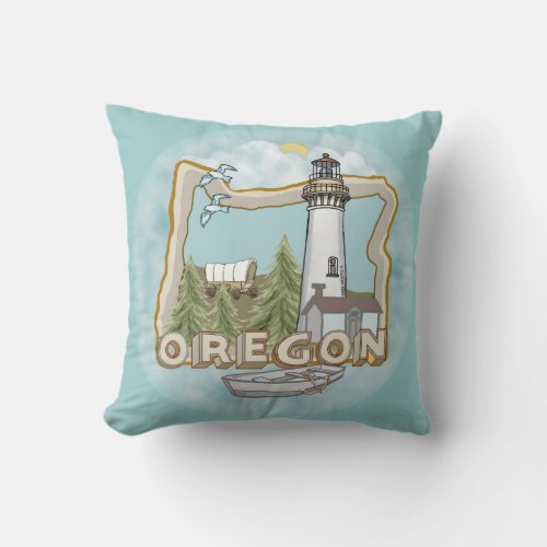 Oregon Lighthouse Throw Pillow