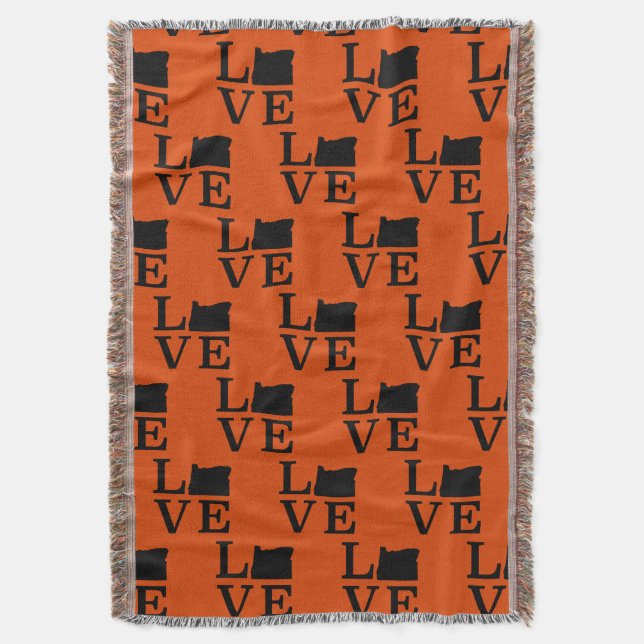 Oregon LOVE Black Throw Blanket (Front Vertical)