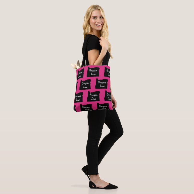 Oregon LOVE Rope Black Tote Bag (On Model)