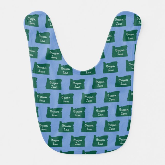Oregon LOVE Rope Green Baby Bib (Front)