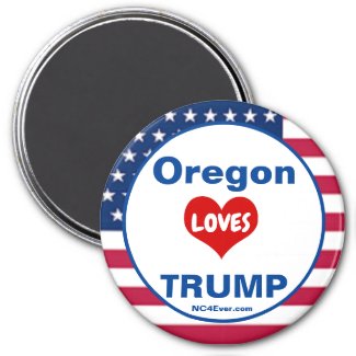 Oregon LOVES TRUMP Patriotic Fridge Magnet