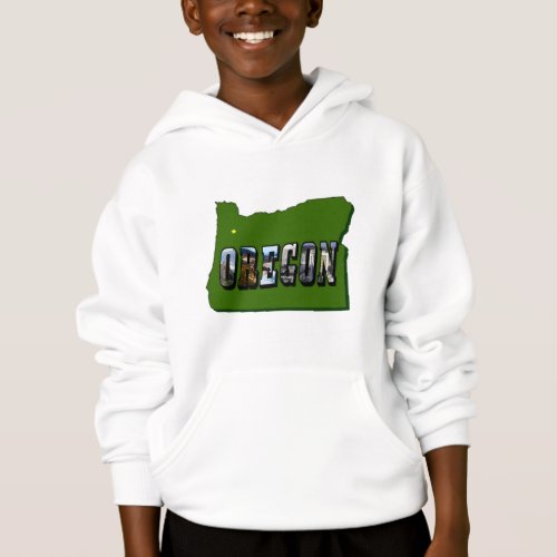 Oregon Map and Picture Text Kids Hoodie