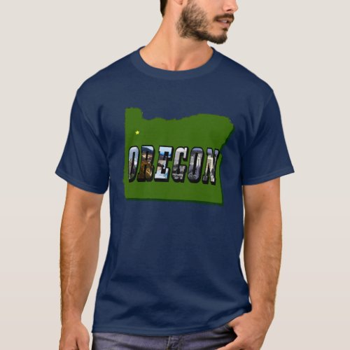 Oregon Map and Picture Text T_Shirt