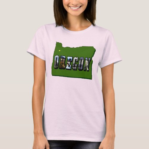 Oregon Map and Picture Text T_Shirt