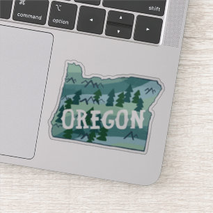 OREGON MAP Colored Pencil Art Sticker