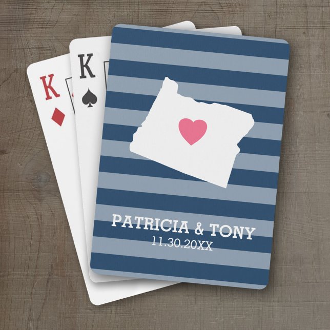 Oregon Map Home State Love with Optional Heart Poker Cards (Personalized Playing Cards with a State Map, Movable Heart and Name)
