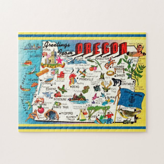 Oregon Map Jigsaw Puzzle (Horizontal)