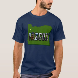 Oregon Map Outline and Picture Text T-Shirt