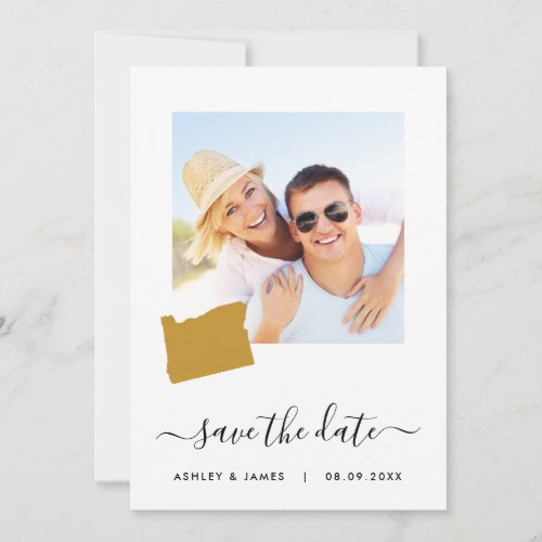 Oregon Map Photo Wedding Save the Date Card