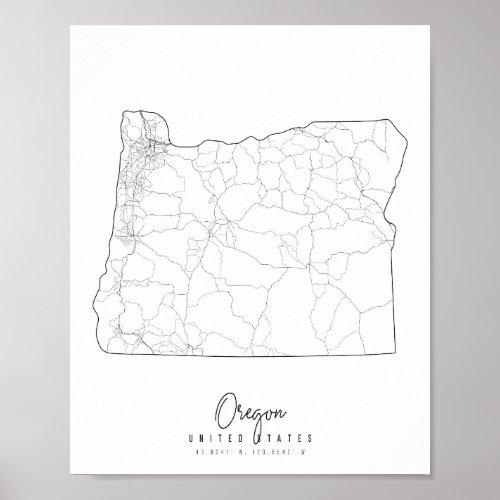 Oregon Minimal Street Map Poster