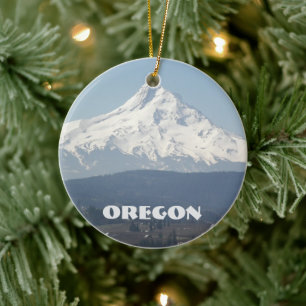 Oregon Mount Hood Holiday Ceramic Ornament