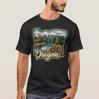 Oregon Mountain Cabin Bike Vintage Travel Hikers T-Shirt