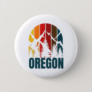 Oregon Mountains Retro Vintage Button