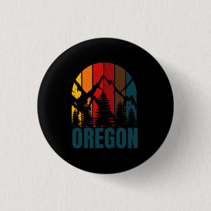 Oregon Mountains Retro Vintage Button