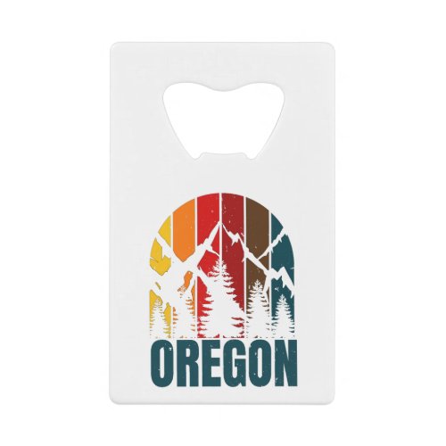 Oregon Mountains Retro Vintage Credit Card Bottle Opener