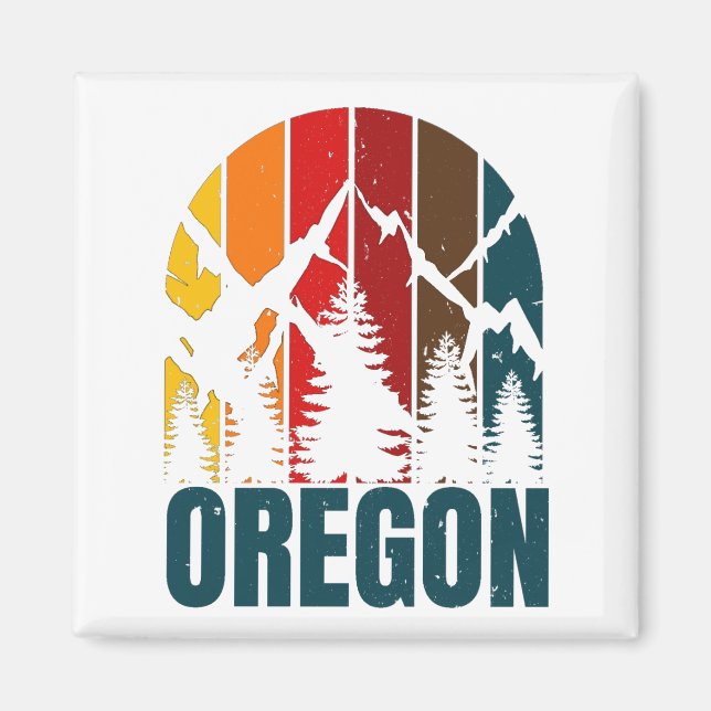 Oregon Mountains Retro Vintage Magnet (Front)