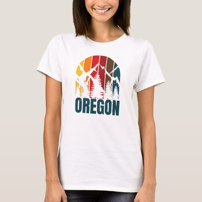 Oregon Mountains Retro Vintage T-Shirt (Front)