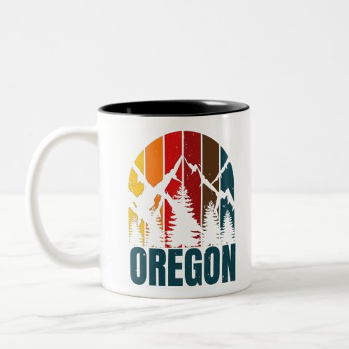 Oregon Mountains Retro Vintage Two_Tone Coffee Mug