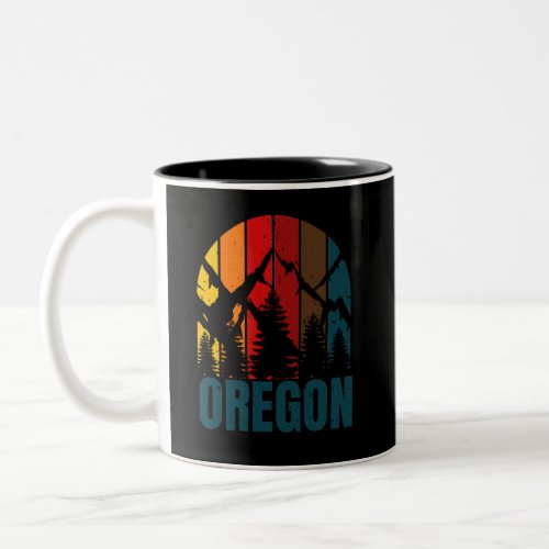 Oregon Mountains Retro Vintage Two_Tone Coffee Mug