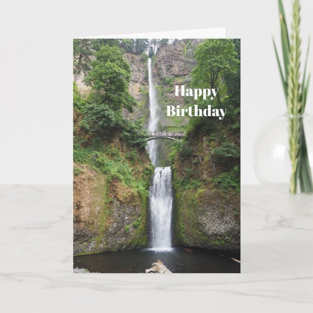Oregon Multnomah Falls Photo Birthday Card (Front)