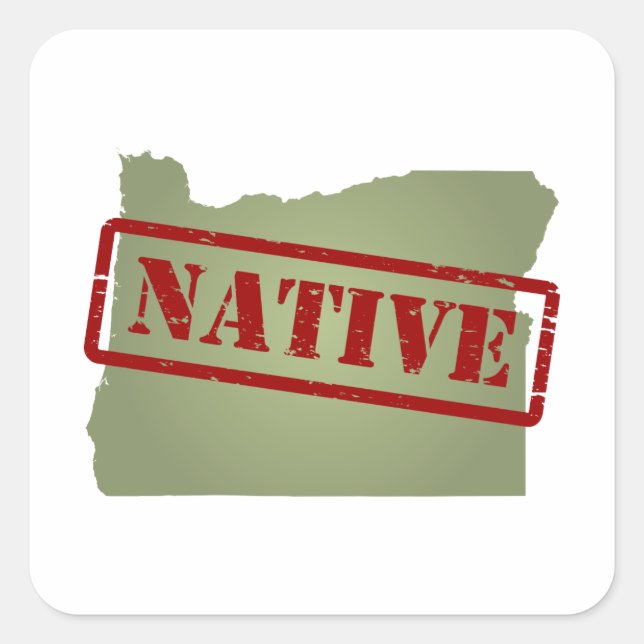 Oregon Native with Oregon Map Square Sticker (Front)