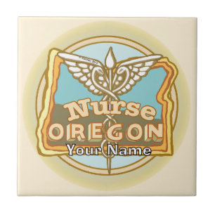 Oregon Nurse Caduceus Ceramic Tile