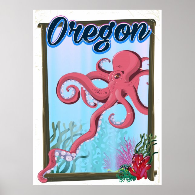 Oregon Octopus travel poster. Poster (Front)