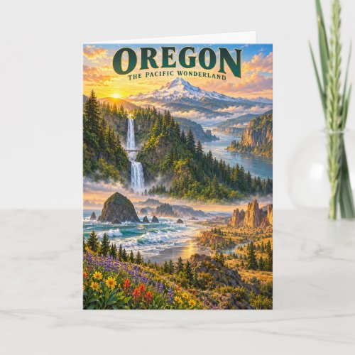 Oregon Pacific Wonderland Scenic Travel Poster Card