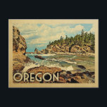 Oregon Postcard Beach Cliffs Vintage Travel<br><div class="desc">Oregon design in Vintage Travel style featuring a coastal scene with the Pacific ocean and scenic rocky shore of Oregon. Thanks to Barbara Eckstein's photo as base: http://bit.ly/1tRrSS6</div>