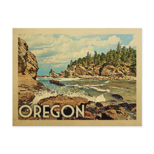 Oregon Postcard Beach Cliffs Vintage Travel Oregon Postcard Beach Cliffs Vintage Travel