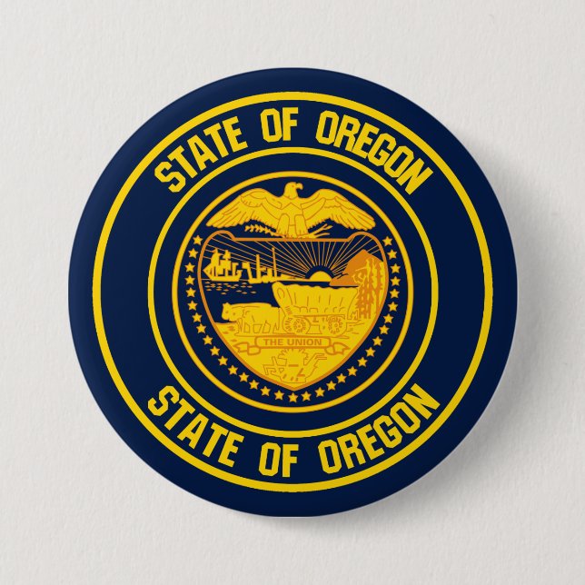 Oregon Round Emblem Button (Front)