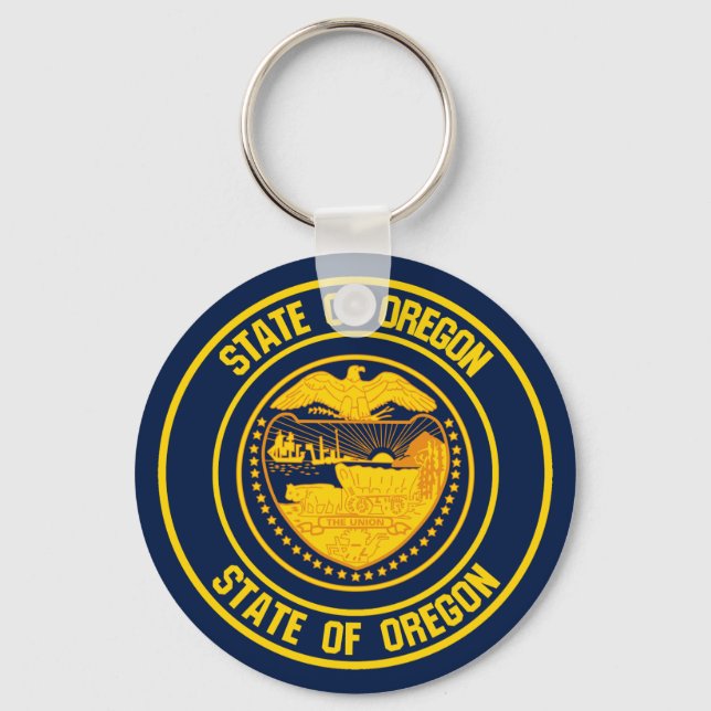 Oregon Round Emblem Keychain (Front)