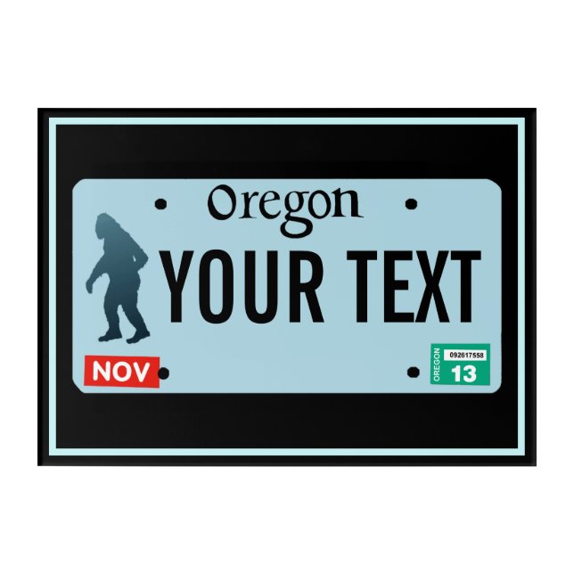 Oregon Sasquatch License Plate Acrylic Print (Front)