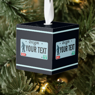 Oregon Sasquatch License Plate Cube Ornament