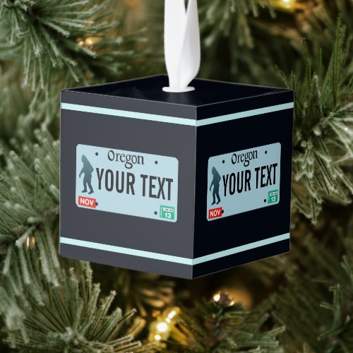 Oregon Sasquatch License Plate Cube Ornament