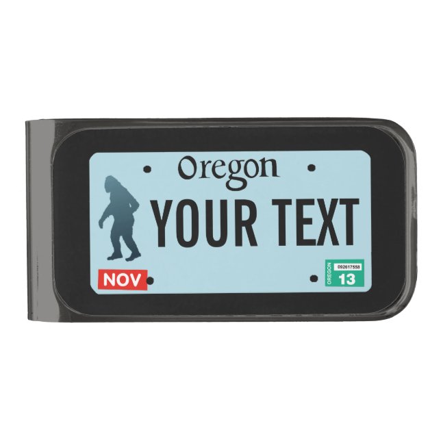 Oregon Sasquatch License Plate Gunmetal Finish Money Clip (Front)