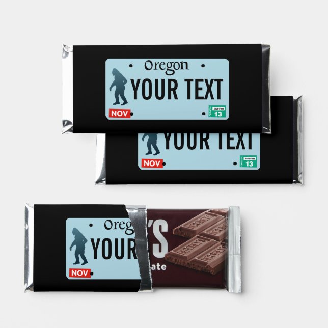 Oregon Sasquatch License Plate Hershey Bar Favors (Front)