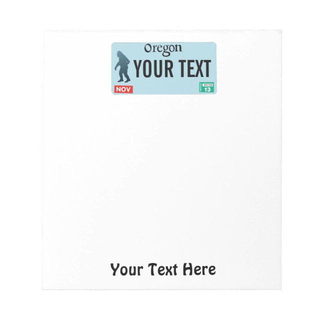 Oregon Sasquatch License Plate Notepad (Front)