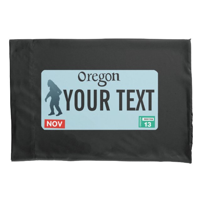 Oregon Sasquatch License Plate Pillow Case (Front)