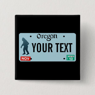Oregon Sasquatch License Plate Pinback Button