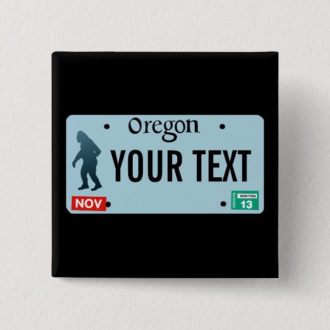 Oregon Sasquatch License Plate Pinback Button (Front)